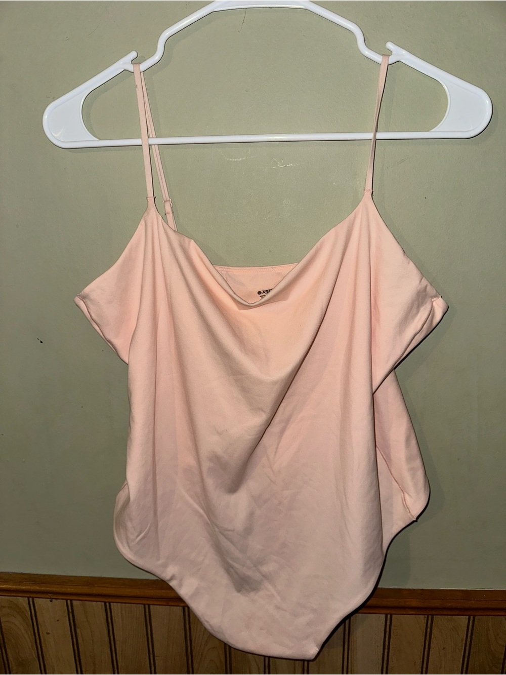 Athleta Pale Pink Draped Cowl Neck Bodysuit